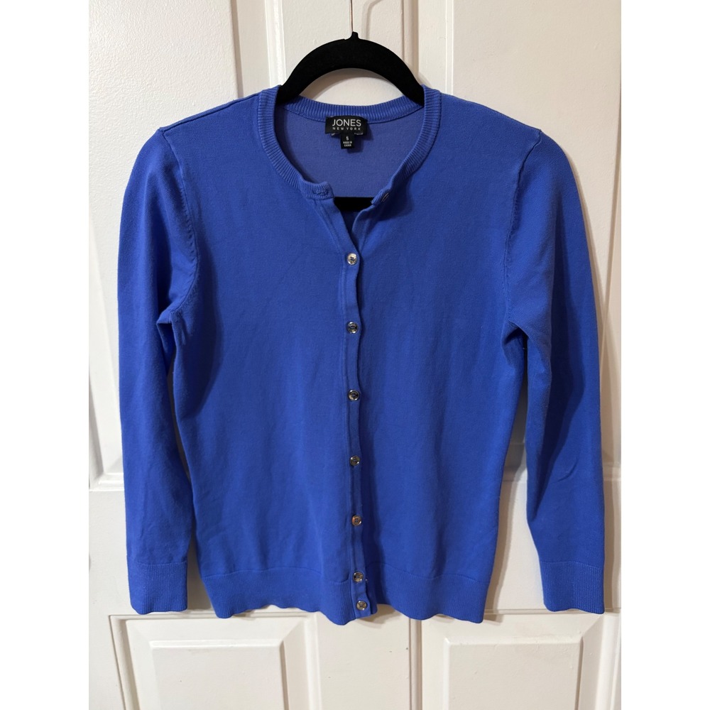 Jones New York | Button Front Knit Cardigan Sweater | S || Royal Blue|